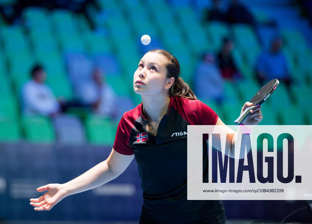 Martine Toftaker Norway (foto-ms1035b) at the 2026 European Table tennis, Tischtennis Championships in Ljubljana LJUBLJANA, SLOVENIA - 11 OCTOBER 2026: Martine Toftaker Norway (foto-ms1035b) in action at the European Table Tennis Championships in Stozice Arena, Ljubljana, Slovenia (Photo by Manfred Schillings) Ljubljana Stozice Arena Slovenia