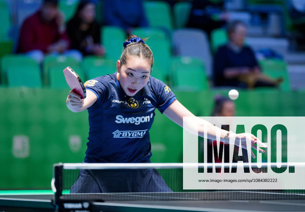 Nomin Baasan Sweden (foto-ms1040b) at the 2026 European Table tennis, Tischtennis Championships in Ljubljana LJUBLJANA, SLOVENIA - 11 OCTOBER 2026: Nomin Baasan Sweden (foto-ms1040b) in action at the European Table Tennis Championships in Stozice Arena, Ljubljana, Slovenia (Photo by Manfred Schillings) Ljubljana Stozice Arena Slovenia