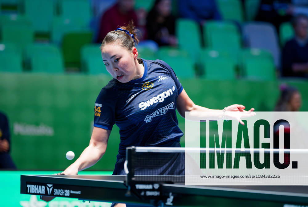 Nomin Baasan Sweden (foto-ms1041b) at the 2026 European Table tennis, Tischtennis Championships in Ljubljana LJUBLJANA, SLOVENIA - 11 OCTOBER 2026: Nomin Baasan Sweden (foto-ms1041b) in action at the European Table Tennis Championships in Stozice Arena, Ljubljana, Slovenia (Photo by Manfred Schillings) Ljubljana Stozice Arena Slovenia