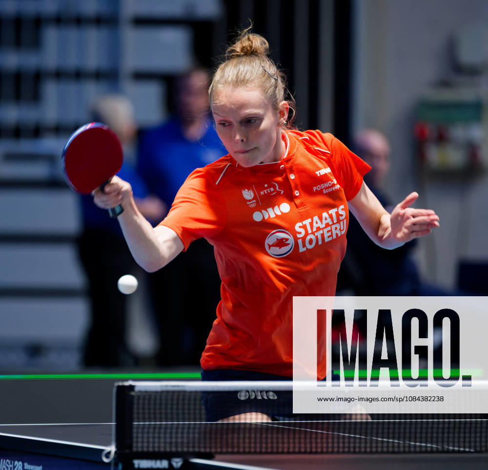 Sanne De Hoop Netherlands (foto-ms1119b) at the 2026 European Table tennis, Tischtennis Championships in Ljubljana LJUBLJANA, SLOVENIA - 11 OCTOBER 2026: Sanne De Hoop Netherlands (foto-ms1119b) in action at the European Table Tennis Championships in Stozice Arena, Ljubljana, Slovenia (Photo by Manfred Schillings) Ljubljana Stozice Arena Slovenia