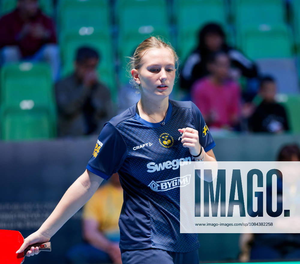 Siri Benjegard Sweden (foto-ms1060b) at the 2026 European Table tennis, Tischtennis Championships in Ljubljana LJUBLJANA, SLOVENIA - 11 OCTOBER 2026: Siri Benjegard Sweden (foto-ms1060b) in action at the European Table Tennis Championships in Stozice Arena, Ljubljana, Slovenia (Photo by Manfred Schillings) Ljubljana Stozice Arena Slovenia