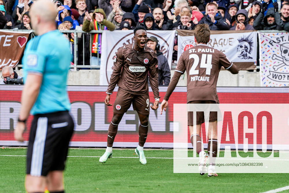 Deutschland: Fußball 2. Bundesliga 2026 27, 7. Spieltag FC St. Pauli vs Karlsruher SC Millerntor-Stadion (Hamburg St. Pauli): 1:0 für Fc St. Pauli durch Abdoulie Ceesay (FC St. Pauli, 9), Connor Metcalfe (FC St. Pauli, 24)