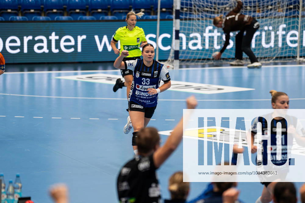 HSG Blomberg-Lippe (GER) vs. Odense Handbold (DEN), Handball, EHF Champions League Women, Gruppenphase, 11.10.2026, Saision 2026 2027, Lemgo Elin Magnusdottir (HSG Blomberg-Lippe, 33) jubelt nach einem Tor Lemgo Phoenix Contact Arena Deutschland