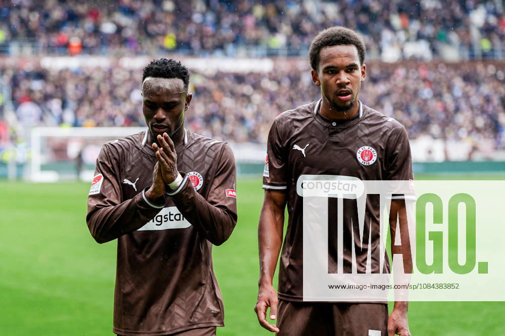 Deutschland: Fußball 2. Bundesliga 2026 27, 7. Spieltag FC St. Pauli vs Karlsruher SC Millerntor-Stadion (Hamburg St. Pauli): Abdoulie Ceesay (FC St. Pauli, 9), Freisteller, Youssoupha Niang (FC St. Pauli, 7)