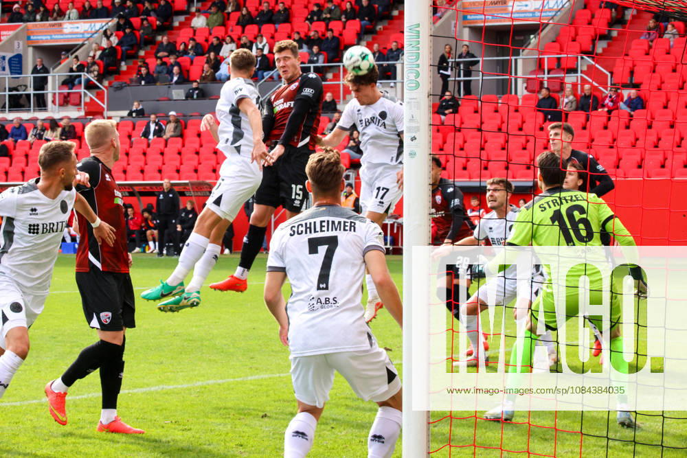 Torwart Florian Stritzel (SV Wehen Wiesbaden, Nr.16) kann in der ersten Halbzeit sein Tor gut verteidigen beim Spiel FC Ingolstadt 04 gegen SV Wehen Wiesbaden am 11.10.2026, DFB regulations prohibit any use of photographs as image sequences and or quasi-video. GER, Fussball, 3. Liga, Spieltag 8, FC Ingolstadt 04 gegen SV Wehen Wiesbaden, 11.10.2026, Audi Sportpark Ingolstadt
