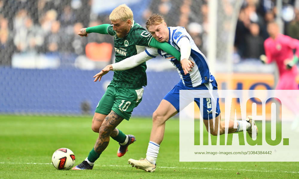 Fussball - Saison 2026 2027 - 2. Fussball - Bundesliga - 07. Spieltag: Hertha BSC Berlin - SpVgg Greuther Fürth ( Kleeblatt ) - Sportfoto Zink - - DFL regulations prohibit any use of photographs as image sequences and or quasi-video - only for editorial use - Ole Pohlmann (10, SpVgg Greuther Fürth ) Julian Eitschberger (2, Hertha BSC )
