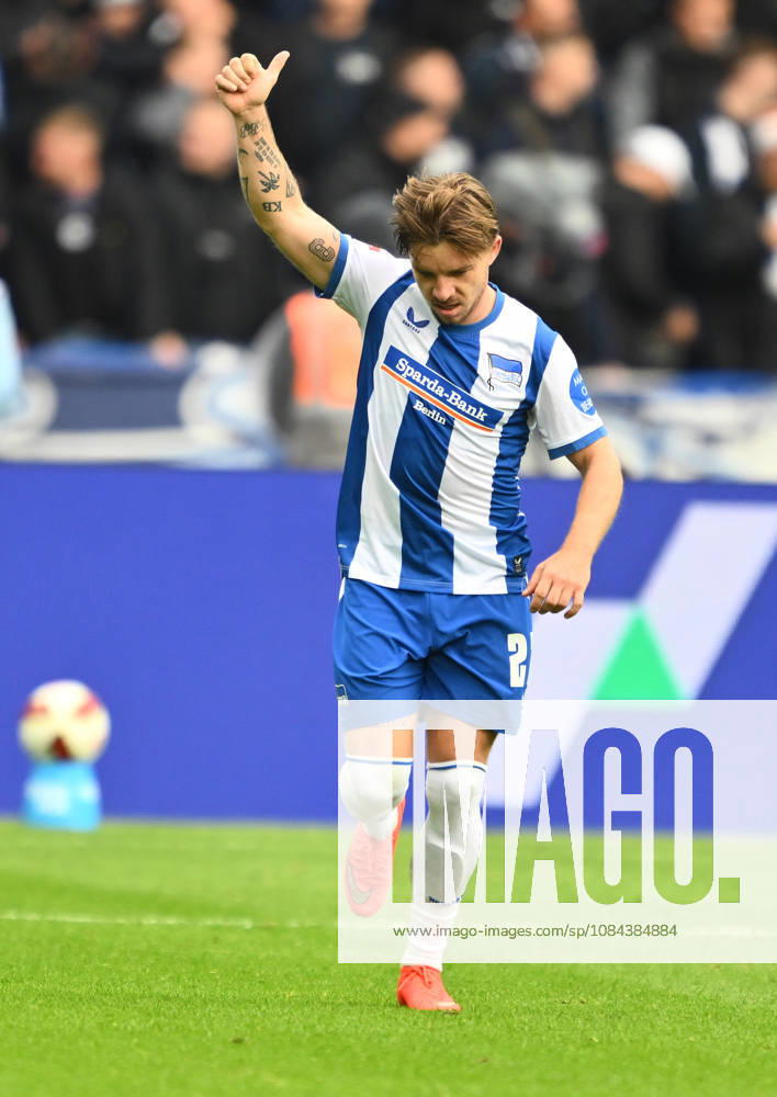 Fussball - Saison 2026 2027 - 2. Fussball - Bundesliga - 07. Spieltag: Hertha BSC Berlin - SpVgg Greuther Fürth ( Kleeblatt ) - Sportfoto Zink - - DFL regulations prohibit any use of photographs as image sequences and or quasi-video - only for editorial use - Torjubel Jubel Freude nach Treffer Tor Torschuß zum 1:0 durch Mads Pedersen (22, Hertha BSC ) -