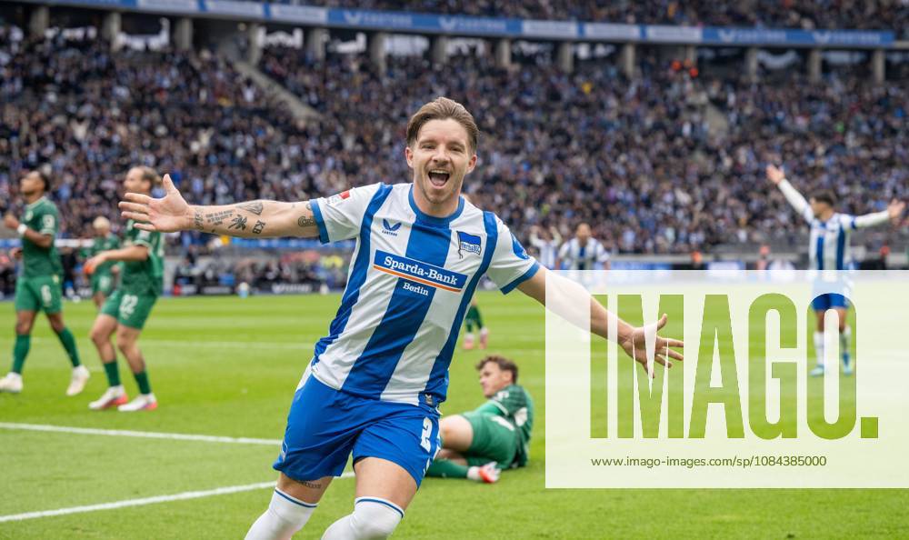 Fussball, Herren, Saison 2026 2027, 2. Bundesliga (7. Spieltag), Hertha BSC - SpVgg Greuther Fürth, Mads Pedersen (Hertha BSC), Jubel nach Tor zum 1:0, 11.10.2026,