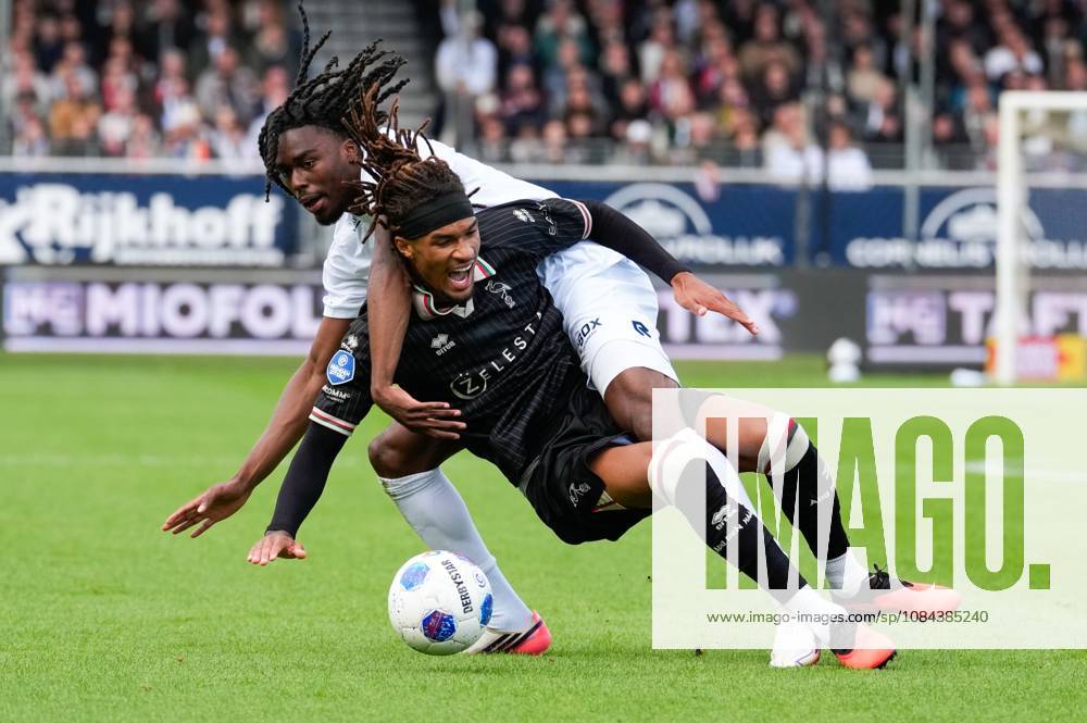 , BUKO Stadion , season 2026 2027 , Dutch Eredivisie football , match between Telstar and ADO Den Haag , Picture shows ADO Den Haag player Yannick Ferreira Eduardo and Telstar player Jelani Seedorf Telstar - ADO x208165841x