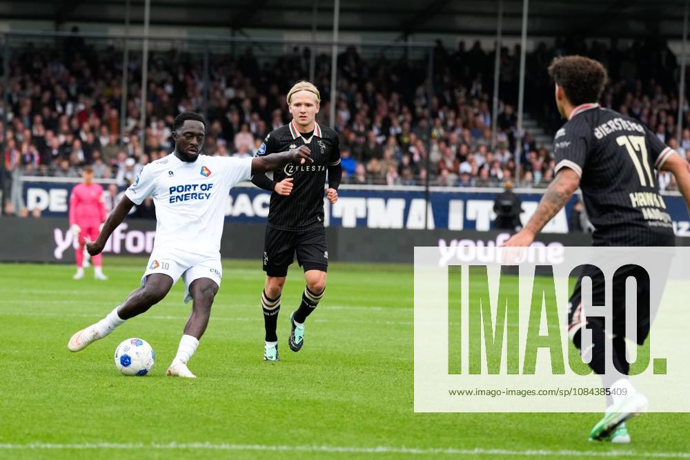 , BUKO Stadion , season 2026 2027 , Dutch Eredivisie football , match between Telstar and ADO Den Haag , Picture shows Telstar player Tyrone Owusu scores the 2-2 Telstar - ADO x208166049x