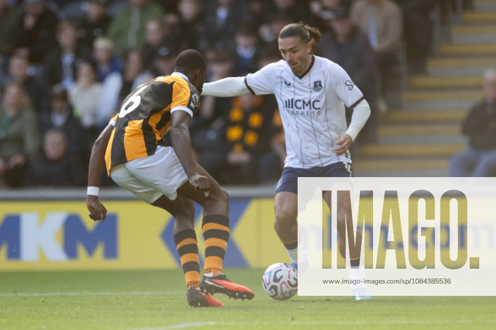 Hull City v Everton Premier League Semi Ajayi of Hull City closes down Jack Grealish of Everton during the Premier League match between Hull City and Everton at the MKM Stadium, Hull. 11 10 2026 UK Newspapers OUT