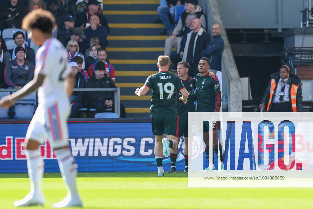 11th October 2026; Selhurst Park, London, England; Premier League Football, Crystal Palace versus Nottingham Forest; Dan Ndoye of Nottingham Forest celebrates his goal in the 3rd minute for 0-1 KatiexChan