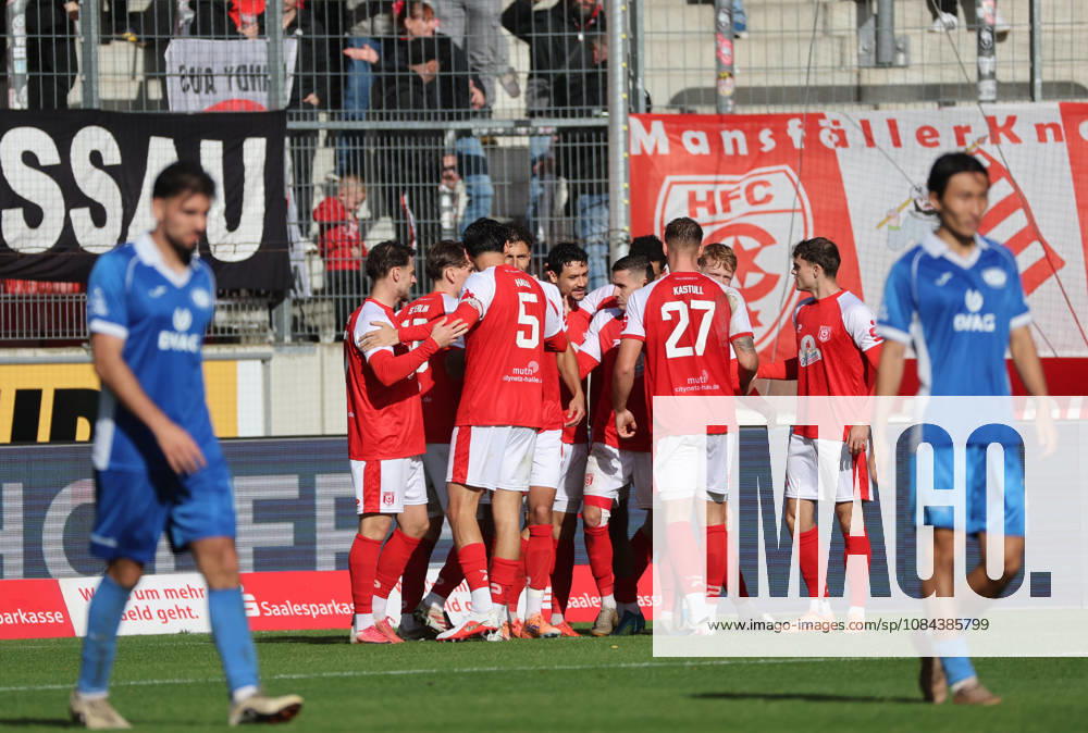 Halle Saale Sachsen Anhalt Leuna Chemie Stadion Fußball Hallescher FC Halle HFC Regionalliga Nordost 4. Liga Männer Saison 2026 2027 12. Spieltag HFC- RSV Eintracht Tor das 1:0 durch Osman Atilgan (Hallescher FC) hfc Jubel