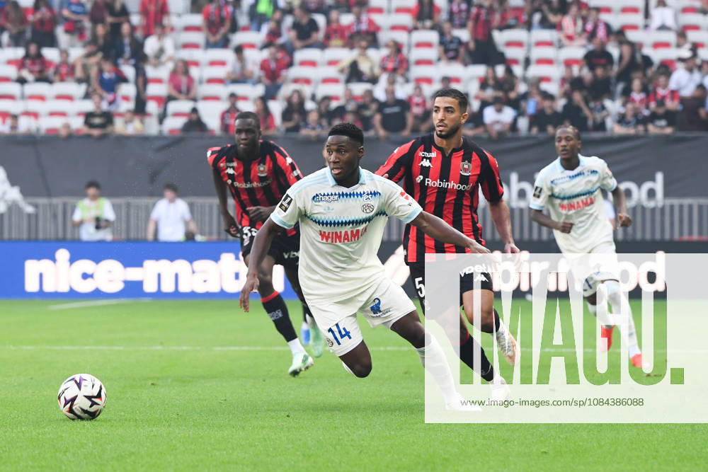 OGC Nice v RC Strasbourg Alsace - Ligue 1 McDonald s 2026 2027 Dario Essugo of Strasbourg and Mohamed ABDELMONEM of Nice during Ligue 1 McDonald s match between Nice and Strasbourg at Allianz Riviera Stadium on October 11, 2026 in Nice, France. Nice France