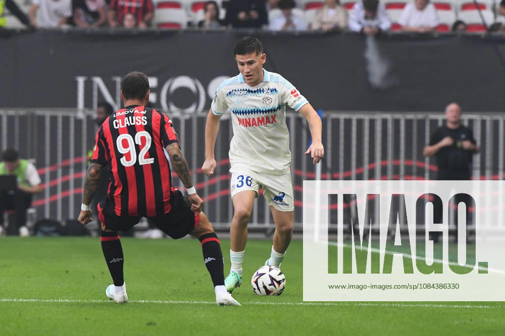 OGC Nice v RC Strasbourg Alsace - Ligue 1 McDonald s 2026 2027 OSO of RC Strasbourg and Jonathan CLAUSS of Nice during Ligue 1 McDonald s match between Nice and Strasbourg at Allianz Riviera Stadium on October 11, 2026 in Nice, France. Nice France