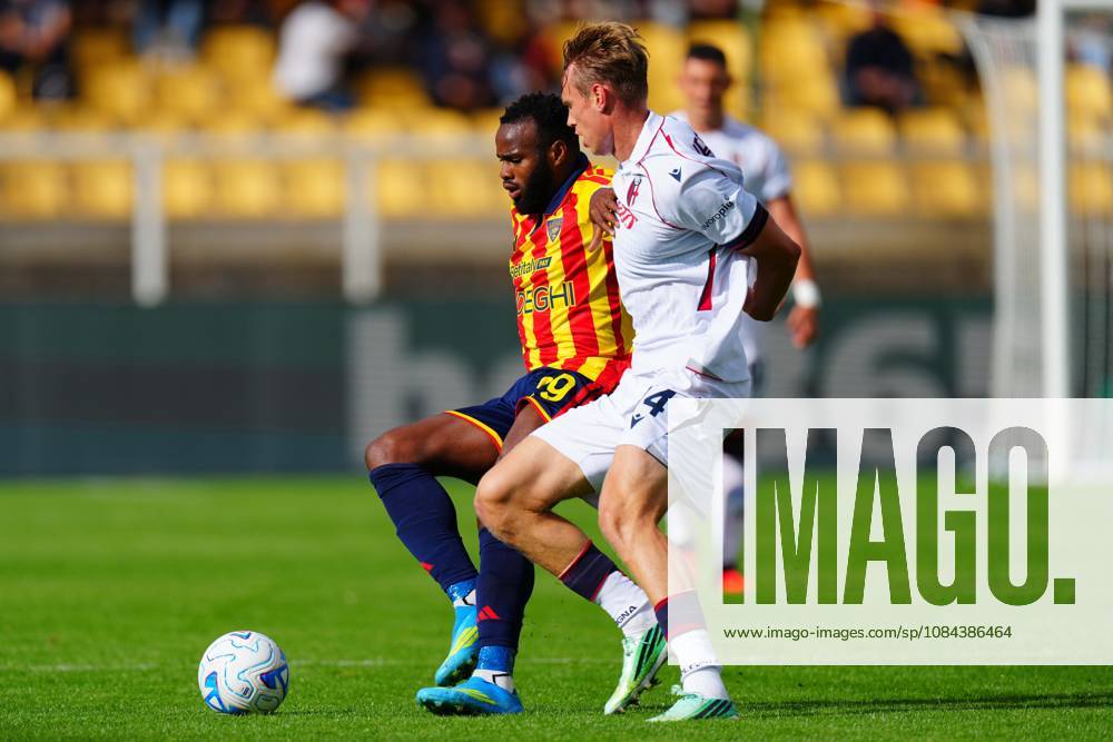 US Lecce s Central Midfielder Lassana Coulibaly (29 US Lecce) and Bologna FC s Centre-back Torbjorn Heggem (14 Bologna FC) in action during the Serie A Enilive matchday 6 match between US Lecce and Bologna FC 1909 at the Stadio Via del Mare in Lecce, Italy, Sunday, October 11, 2026. (Credit Image: Giovanni Evangelista LaPresse)