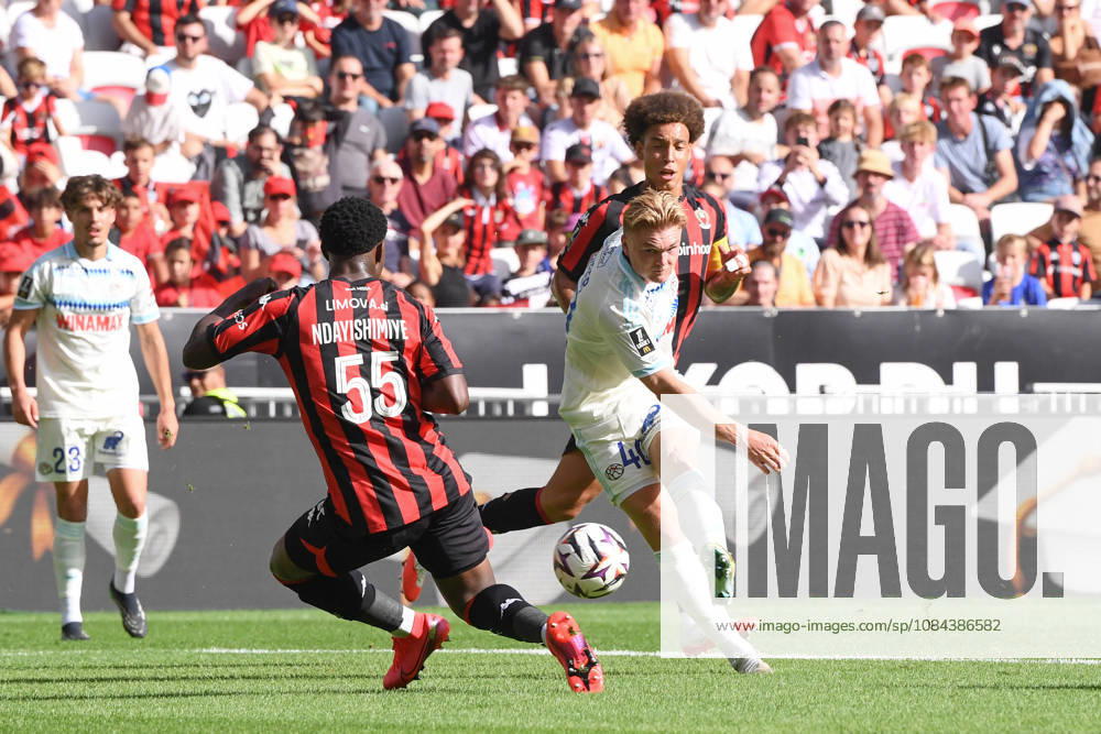 OGC Nice v RC Strasbourg Alsace - Ligue 1 McDonald s 2026 2027 Youssouf NDAYISHIMIYE of Nice and Conrad HARDER of Strasbourg and Axel WITSEL of Nice during Ligue 1 McDonald s match between Nice and Strasbourg at Allianz Riviera Stadium on October 11, 2026 in Nice, France. Nice France
