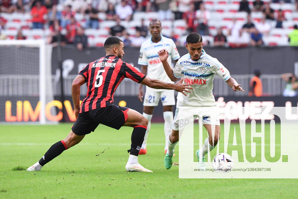 OGC Nice v RC Strasbourg Alsace - Ligue 1 McDonald s 2026 2027 Gessime YASSINE of Strasbourg and Mohamed ABDELMONEM of Nice during Ligue 1 McDonald s match between Nice and Strasbourg at Allianz Riviera Stadium on October 11, 2026 in Nice, France. Nice France