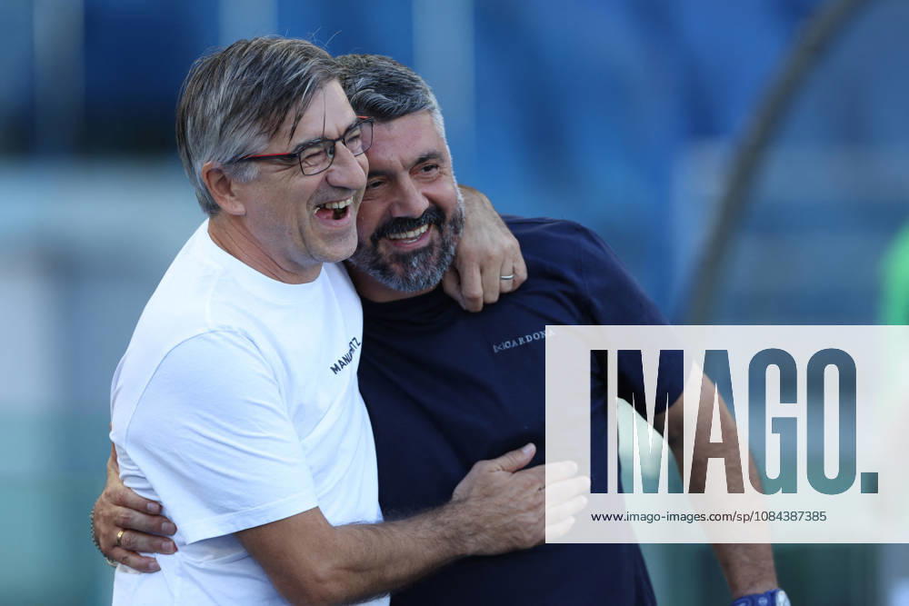 SOCCER - Serie A - SS Lazio vs. AC Monza Photo by IPA ABACAPRESS.COM89550072 - Rome, Italy - October 11, 2026: Ivan Juric (Head Coach) of AC Monza greets Lazio coach Gennaro Gattuso before the 2026–2027 Italian Serie A-Enilive Championship soccer match between SS Lazio and AC Monza at the Olympic Stadium in Rome. Rome Italy