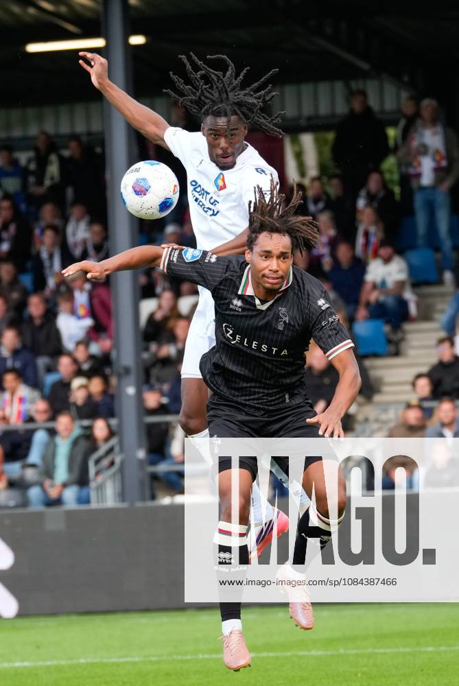 , BUKO Stadion , season 2026 2027 , Dutch Eredivisie football , match between Telstar and ADO Den Haag , Picture shows Telstar player Jelani Seedorf and ADO Den Haag player Jonas Jensen-Abbew Telstar - ADO x208167711x