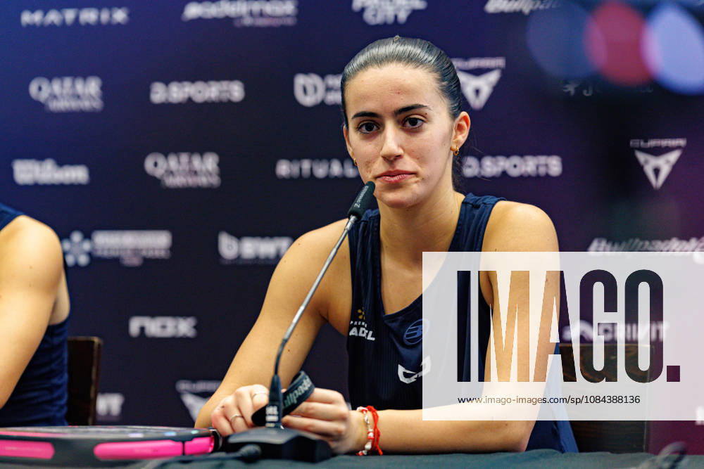 DÜSSELDORF, GERMANY - 11 OCTOBER 2026: Image shows press conference, PK, Pressekonferenz of Martina Calvo (ESP) and Claudia Fernandez Sanchez (ESP) during CUPRA Germany Premier Padel P2 2026 Day 8: Finals at CASTELLO Düsseldorf on 11 10 2026 in Düsseldorf, Germany. Germany