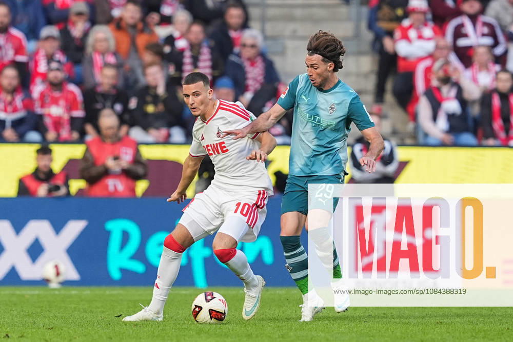 Herren, Fußball, 1.Bundesliga, 1.FC Köln - Borussia Mönchengladbach, Saison 2026 2027, RheinEnergieSTADION: Said El Mala (1.FC Köln, 10) im Zweikampf gegen Joe Scally (Borussia Moenchengladbach, 29) DFB regulations prohibit any use of photographs as image sequences and or quasi-video.