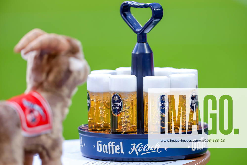 2026.10.11, Fußball, Bundesliga, 1. FC Köln - Borussia Mönchengladbach, RheinEnergieSTADION, 5.Spieltag, Saison 2026 2027: Ein Traeger mit Gaffel Koelsch mit Geißbock Hennes Maskottchen im Vordergrund DFB regulations prohibit any use of photographs as image sequences and or quasi-video. Photo: WilkowskixPressefotoKochx Nordrhein-Westfalen Deutschland