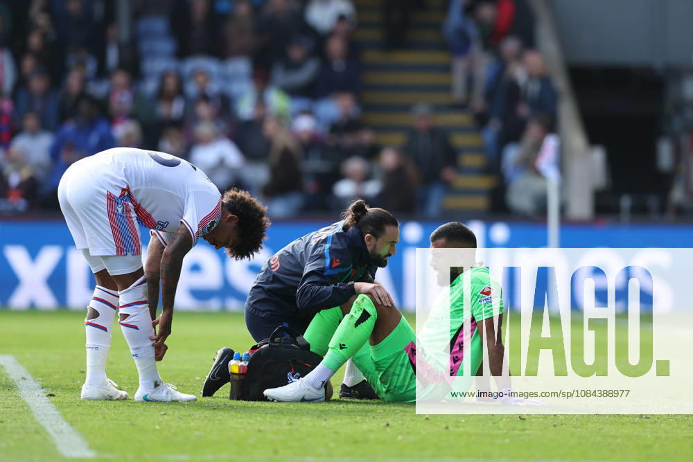 11th October 2026; Selhurst Park, London, England; Premier League Football, Crystal Palace versus Nottingham Forest; goalkeeper Walter Benitez of Crystal Palace requires physio treatment after making a save at point blank range from Liam Delap of Nottingham Forest KatiexChan