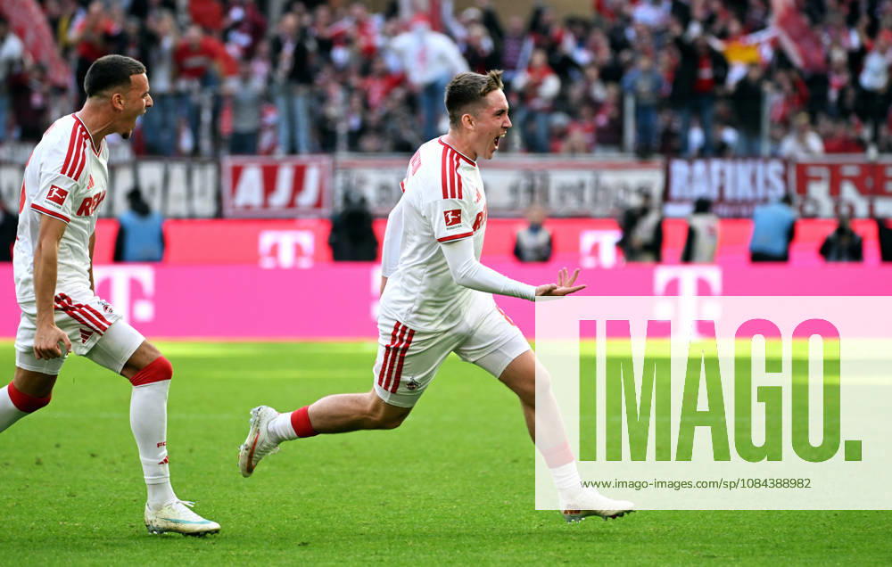 Cologne, Germany, 1. Bundesliga, Matchday 5, Rhein-Energie-Stadium Cologne, 1. FC Köln vs Bor. Mönchengladbach; Isak Johannesson (FC) celebrates after scoring. Celebration, Joy, Action.