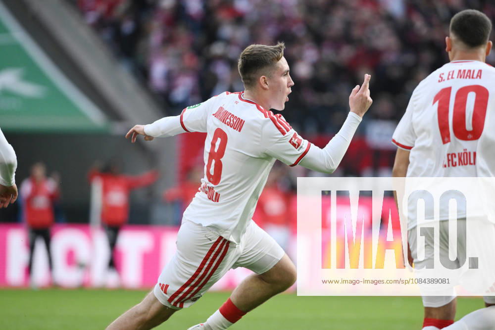 Jubel 1:0 Isak Johannesson (1.FC Koeln), Said El Mala (1. FC Koeln), v.li. 11.10.2026, Fussball 1. Bundesliga, Saison 2026 2027, 5. Spieltag, 1. FC Köln - Borussia Mönchengladbach DFL regulations prohibit any use of photographs as image sequences and or quasi-video Koeln Rhein-Energie-Stadion Nordrhein Westfalen Deutschland
