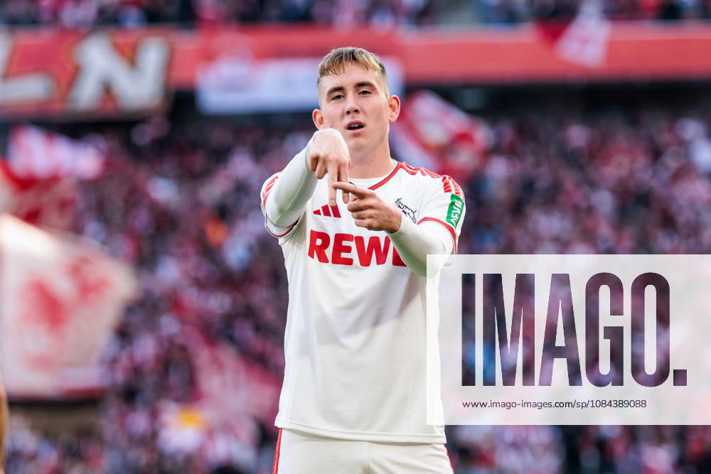 Isak Johannesson (1. FC Koeln, 8) celebrates scoring the 1:0 goal during the Bundesliga match between 1. FC Koeln vs. Borussia Moenchengladbach at Rheinenergie-Stadion on matchday 5 of the 1. Bundesliga on October 11, 2026 in Koeln, Germany. DFL REGULATIONS PROHIBIT ANY USE OF PHOTOGRAPHS AS IMAGE SEQUENCES AND OR QUASI-VIDEO. North Rhine Westphalia Germany