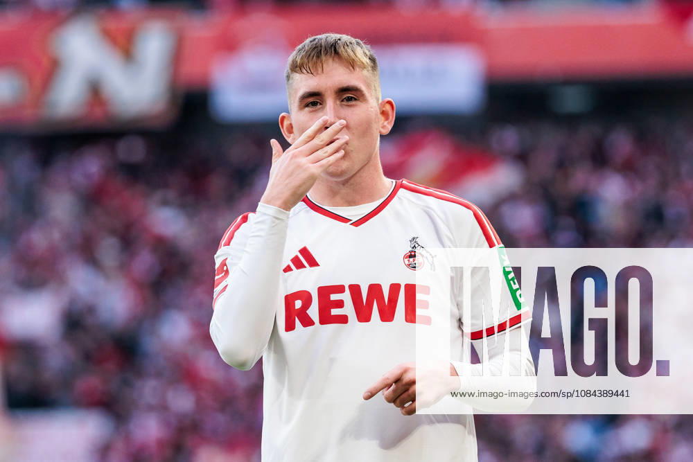 Isak Johannesson (1. FC Koeln, 8) celebrates scoring the 1:0 goal during the Bundesliga match between 1. FC Koeln vs. Borussia Moenchengladbach at Rheinenergie-Stadion on matchday 5 of the 1. Bundesliga on October 11, 2026 in Koeln, Germany. DFL REGULATIONS PROHIBIT ANY USE OF PHOTOGRAPHS AS IMAGE SEQUENCES AND OR QUASI-VIDEO. North Rhine Westphalia Germany