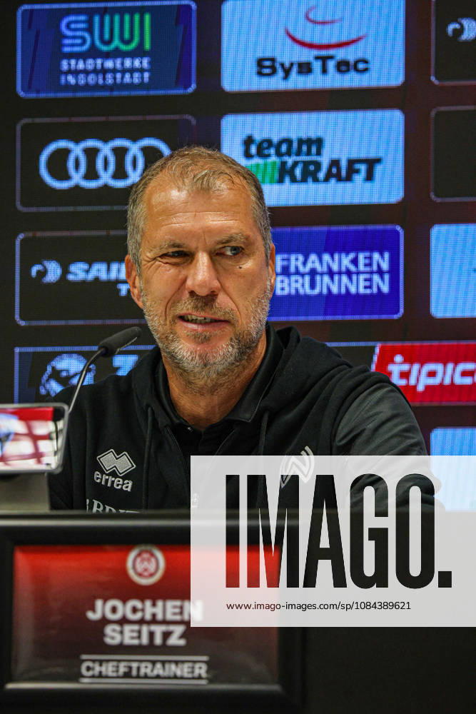 Trainer Jochen Seitz (Cheftrainer SV Wehen Wiesbaden) bei der Pressekonferenz nach bdem Spiel FC Ingolstadt 04 gegen SV Wehen Wiesbaden am 11.10.2026, DFB regulations prohibit any use of photographs as image sequences and or quasi-video. GER, Fussball, 3. Liga, Spieltag 8, FC Ingolstadt 04 gegen SV Wehen Wiesbaden, 11.10.2026, Audi Sportpark Ingolstadt