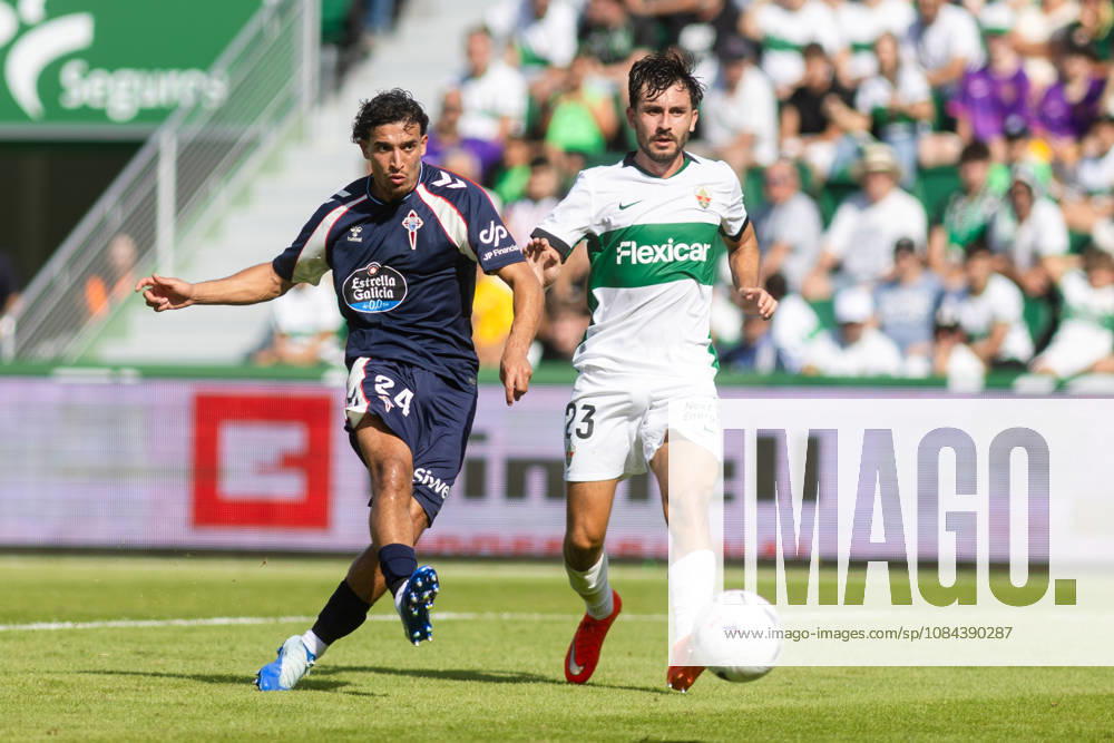 ESP: LaLiga EA Sports Elche CF v Celta Vigo Couhaib Driouech of Celta and Victor Chust of Elche during LaLiga EA Sports match between Elche CF v Celta Vigo played at Martinez Valero Stadium, Elche on October 11 2026 in Spain Spain Soccer