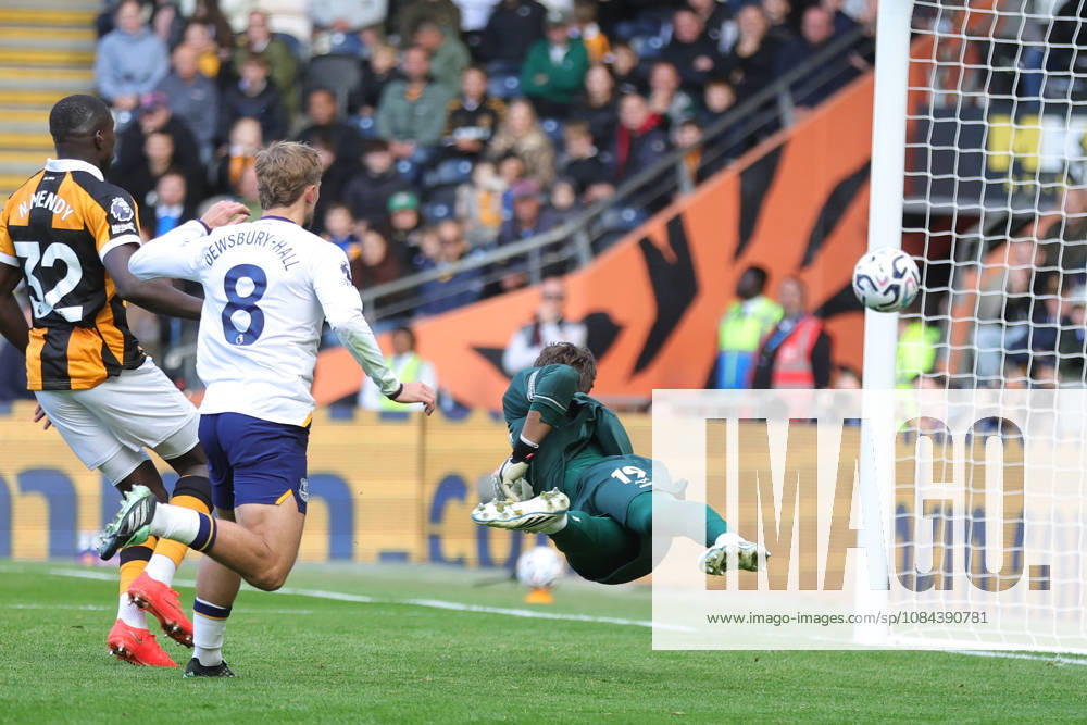 11th October 2026; MKM Stadium, Hull, England; Premier League Football, Hull City versus Everton; Kiernan Dewsbury-Hall of Everton scores the equalizer for 1-1 DavexLofthouse