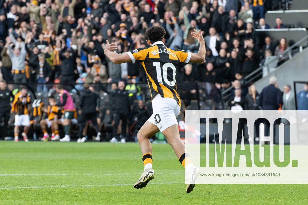 Hull City v Everton Premier League Mohamed Belloumi of Hull City celebrates after scoring his sides second goal during the Premier League match between Hull City and Everton at the MKM Stadium, Hull. 11 10 2026 UK Newspapers OUT