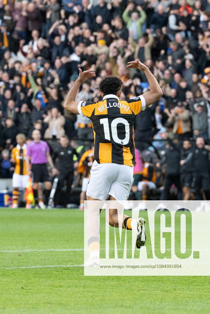 Hull City v Everton Premier League Mohamed Belloumi of Hull City celebrates after scoring his sides second goal during the Premier League match between Hull City and Everton at the MKM Stadium, Hull. 11 10 2026 UK Newspapers OUT