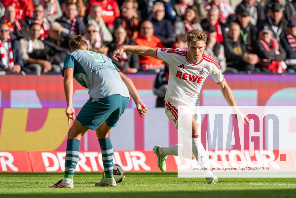 Jan Leszczynski (Borussia Moenchengladbach, 05) im Zweikampf mit Marius Buelter (1.FC Koeln, 30) 1.FC Köln vs. Borussia Moenchengladbach, Fussball, Bundesliga, 5.Spieltag, Saison 2026 27, 12.10.2026, DFL REGULATIONS PROHIBIT ANY USE OF PHOTOGRAPHS AS IMAGE SEQUENCES AND OR QUASI-VIDEO, 1.FC Köln vs. Borussia Moenchengladbach, Fussball, Bundesliga, 5.Spieltag, Saison 2026 27, 12.10.2026 Köln