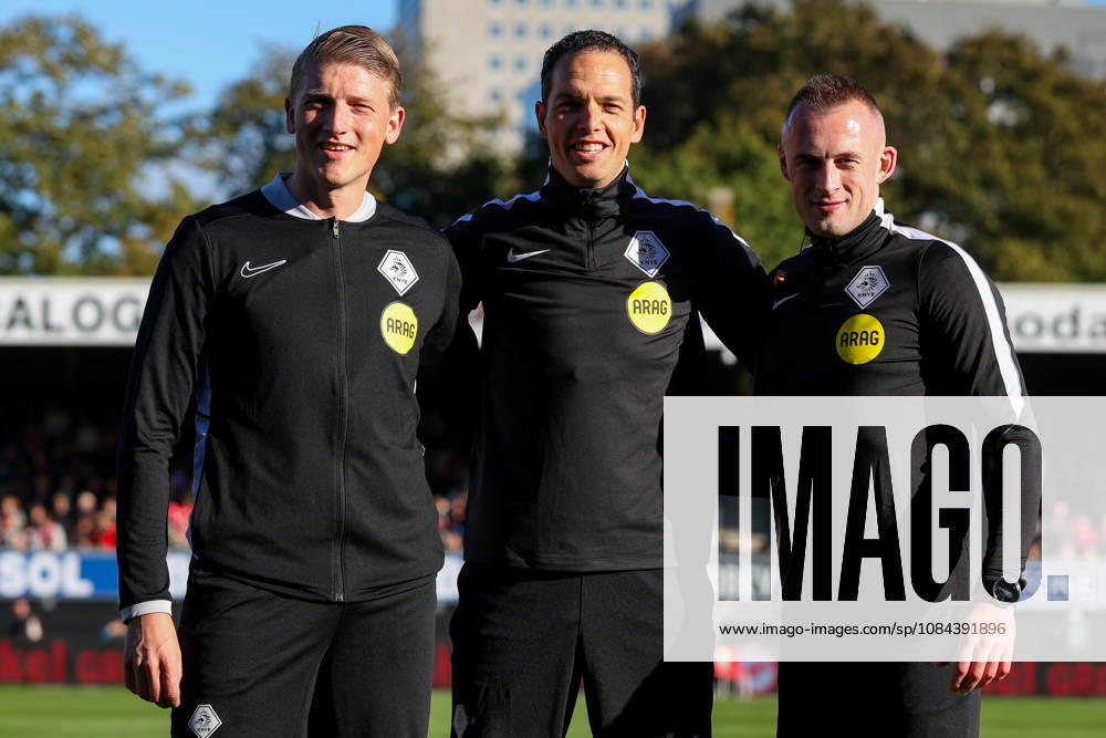 2026-10-11 Excelsior Rotterdam v FC Groningen - Dutch Eredivisie ROTTERDAM, NETHERLANDS - OCTOBER 11: Warming up of Assistant referee Roan van Marrewijk, Referee Richard Martens, Assistant referee Don Frijn during the Dutch Eredivisie match between Excelsior Rotterdam and FC Groningen at Stadion Woudestein on October 11, 2026 in Rotterdam, Netherlands. Rotterdam Stadion Woudestein Netherlands Content not available for redistribution in The Netherlands directly or indirectly through any third parties.