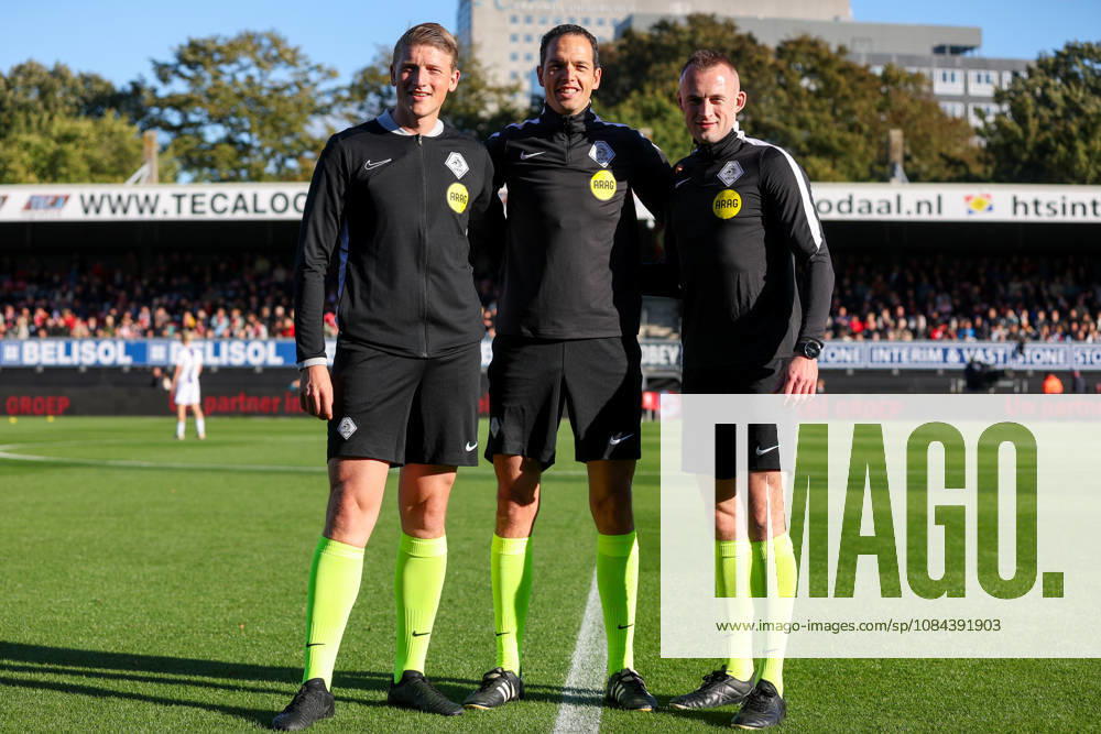 2026-10-11 Excelsior Rotterdam v FC Groningen - Dutch Eredivisie ROTTERDAM, NETHERLANDS - OCTOBER 11: Warming up of Assistant referee Roan van Marrewijk, Referee Richard Martens, Assistant referee Don Frijn during the Dutch Eredivisie match between Excelsior Rotterdam and FC Groningen at Stadion Woudestein on October 11, 2026 in Rotterdam, Netherlands. Rotterdam Stadion Woudestein Netherlands Content not available for redistribution in The Netherlands directly or indirectly through any third parties.