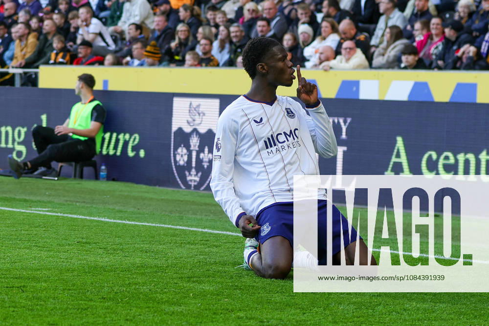 11th October 2026; MKM Stadium, Hull, England; Premier League Football, Hull City versus Everton; Thierno Barry of Everton celebrates his goal DavexLofthouse