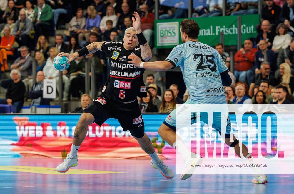 Handball - 1. Bundesliga OPEL HBL - Saison 2026 2027 - 08. Spieltag: HC Erlangen Metropolregion Nürnberg HCE - MT Melsungen - DaMa - - Marek Nissen (6, HC Erlangen HCE ) Olle Forsell Schefvert (25, MT Melsungen )