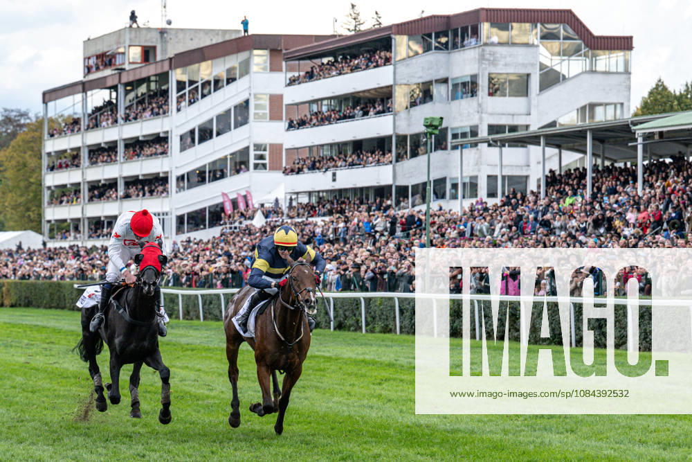 The 136th Grand Pardubice Steeplechase (6,900m), in Pardubice, Czech Republic, on October 11, 2026. From left: Jan Faltejsek on Godfrey and Keith Michael Donoghue on Final Orders. (CTKxPhoto DavidxTanecek) CTKPhotoP2026101105153 CTKPhotoP2026101105153