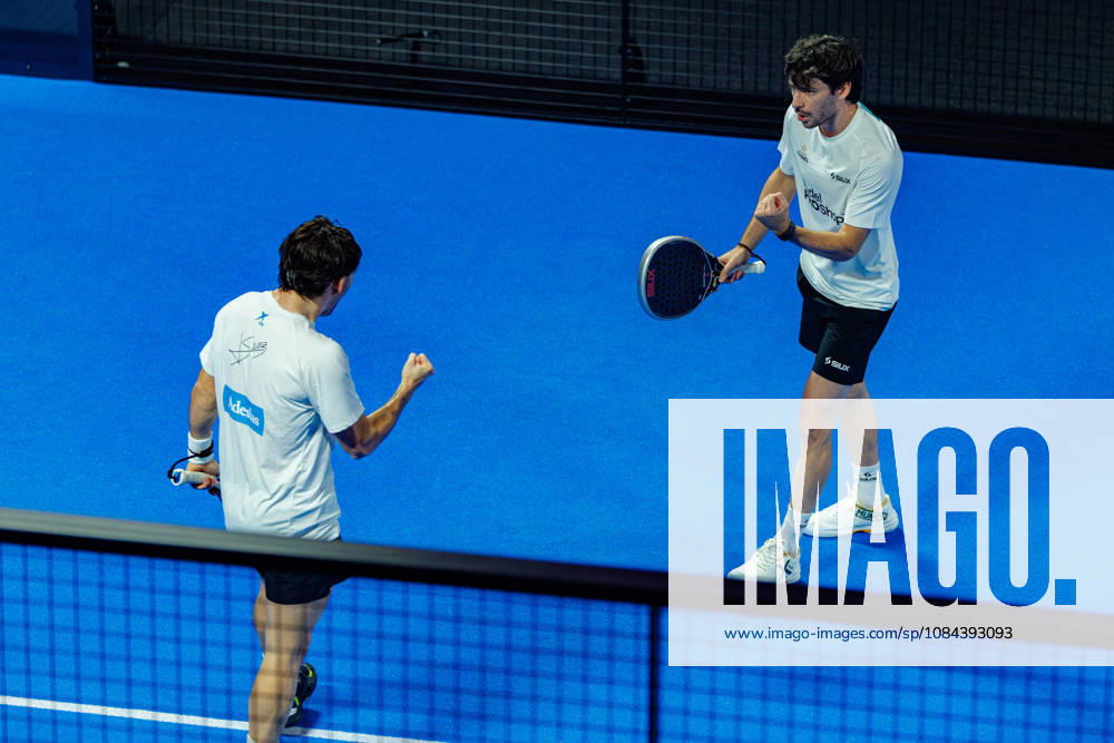 DÜSSELDORF, GERMANY - 11 OCTOBER 2026: Image shows the celebration of Franco Stupaczuk (ARG) and Jon Sanz (ESP) during CUPRA Germany Premier Padel P2 2026 Day 8: Finals at CASTELLO Düsseldorf on 11 10 2026 in Düsseldorf, Germany. Germany