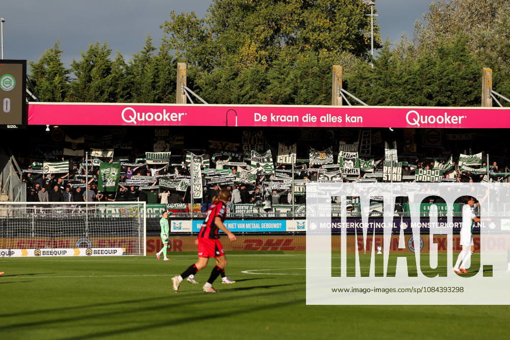 2026-10-11 Excelsior Rotterdam v FC Groningen - Dutch Eredivisie ROTTERDAM, NETHERLANDS - OCTOBER 11: The flag of the Fans and Supporters of FC Groningen during the Dutch Eredivisie match between Excelsior Rotterdam and FC Groningen at Stadion Woudestein on October 11, 2026 in Rotterdam, Netherlands. Rotterdam Stadion Woudestein Netherlands Content not available for redistribution in The Netherlands directly or indirectly through any third parties.