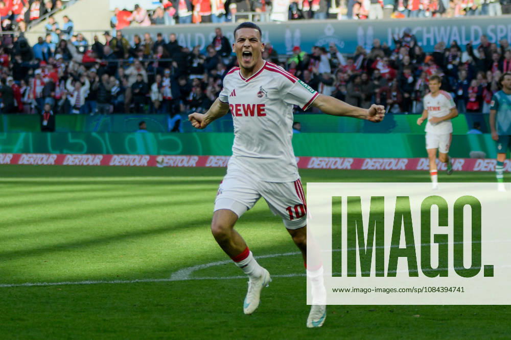 Said El Mala (Koeln 10) jubelt nach dem Tor zum 2:1 11.10.2026 ¢ Fussball ¢ 1. FC Koeln vs Borussia Moenchengladbach, RheinEnergieStadion, Koeln, DFB DFL REGULATIONS PROHIBIT ANY USE OF PHOTOGRAPHS AS IMAGE SEQUENCES AND OR QUASI-VIDEO NRW Germany