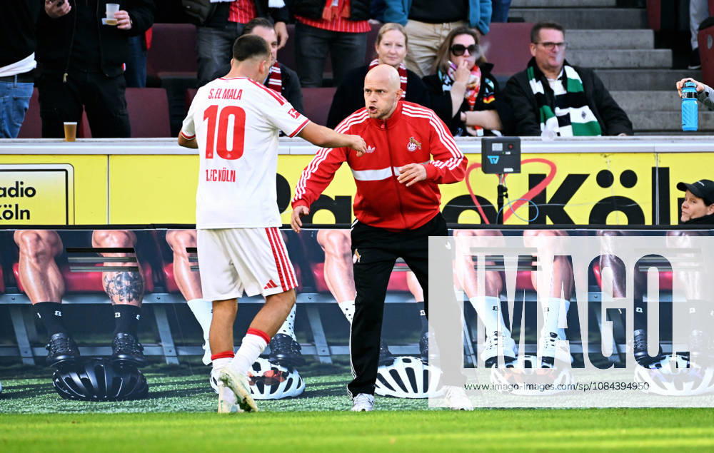 Cologne, Germany, 1. Bundesliga, Matchday 5, Rhein-Energie-Stadium Cologne, 1. FC Köln vs Bor. Mönchengladbach; Said El Mala (FC) celebrates after scoring , together with Headcoach Rene Wagner (FC). Celebration, Joy, Action.