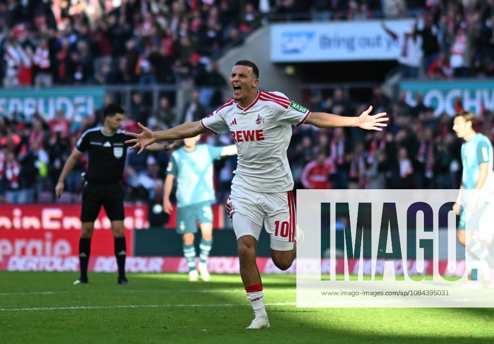 Fussball 1.Bundesliga, 1.FC Koeln - Borussia Mönchengladbach . Said El Mala ( 1.FC Köln ) nach seinem Tor zum 2 zu 1. Koeln