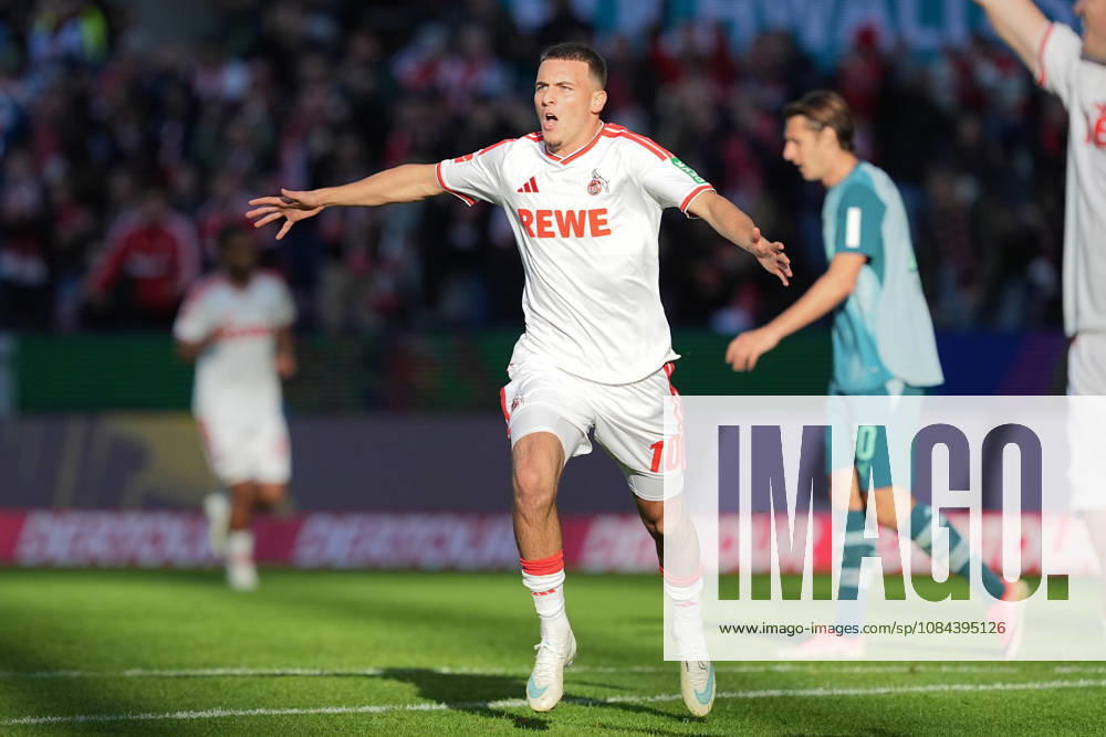 Herren, Fußball, 1.Bundesliga, 1.FC Köln - Borussia Mönchengladbach, Saison 2026 2027, RheinEnergieSTADION: Torjubel nach dem Tor zum 2:1 für den 1.FC Köln durch Torschütze Said El Mala (1.FC Köln, 10) DFB regulations prohibit any use of photographs as image sequences and or quasi-video.