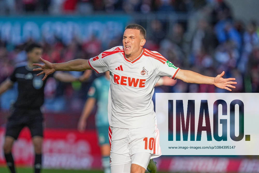 Herren, Fußball, 1.Bundesliga, 1.FC Köln - Borussia Mönchengladbach, Saison 2026 2027, RheinEnergieSTADION: Torjubel nach dem Tor zum 2:1 für den 1.FC Köln durch Torschütze Said El Mala (1.FC Köln, 10) DFB regulations prohibit any use of photographs as image sequences and or quasi-video.